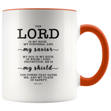 Typography Dishwasher Safe Accent Mugs - The Lord Is My Rock & Fortress ~Psalm 18:2~