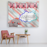 Uplifting Nursery & Kids Room Tapestry - I Can Do Everything Through Christ ~Philippians 4:13~ (Design: Elephant)