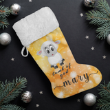 Personalised Name Fluffy Sherpa Lined Christmas Stocking - Lamb Of God (Design: Orange)