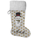 Personalised Name Fluffy Sherpa Lined Christmas Stocking - Snowman (Design: Gold Star)