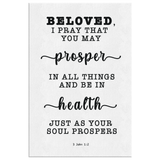 Minimalist Typography Framed Canvas - Prosper In All Things & Be In Health ~3 John 1:2~