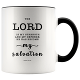 Typography Dishwasher Safe Accent Mugs - He Has Become My Salvation ~Psalm 118:14~