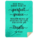 Typography Premium Sherpa Mink Blanket - You Keep Him In Perfect Peace ~Isaiah 26:3~