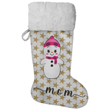 Personalised Name Fluffy Sherpa Lined Christmas Stocking - Snow Woman (Design: Star)