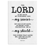 Minimalist Typography Framed Canvas - The Lord Is My Rock & Fortress ~Psalm 18:2~