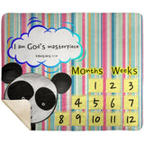 Cozy Plush Baby Milestone Blanket - I Am God's Masterpiece ~Ephesians 2:10~ (Design: Panda 1)