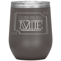 Bible Verses Stainless Steel Vacuum Insulated Wine Tumbler - Philippians 4:13 Design 13