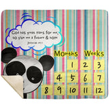 Cozy Plush Baby Milestone Blanket - God Has Great Plans For Me ~Jeremiah (Design: Panda 1)