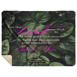 Bible Verses Premium Sherpa Mink Blanket - The Lord My God Saves Me ~Deuteronomy 20:4~