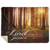 Bible Verses Premium Sherpa Mink Blanket - The Lord Will Fight For You ~Exodus 14:14~