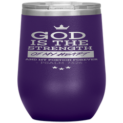 Bible Verses Stainless Steel Vacuum Insulated Wine Tumbler - Psalm 73:26 Design 8