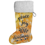 Fluffy Sherpa Lined Christmas Stocking - Peace Joy Love Christmas (Design: Orange)