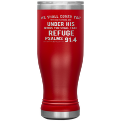 Bible Verses Boho 20oz Stainless Steel Vacuum Insulated Tumbler - Psalm 91:4 Design 2
