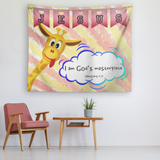 Uplifting Nursery & Kids Room Tapestry - I Am God's Masterpiece ~Ephesians 2:10~ (Design: Giraffe)