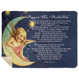 Bible Verses Premium Mink Sherpa Blanket - Prayer for Protection ~Psalm 91:9-16~ (Design: Angel 1)