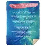 Bible Verses Premium Mink Sherpa Blanket - Prayer for Protection ~Psalm 91:9-16~ (Design: Dreamy 1)