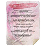 Bible Verses Premium Mink Sherpa Blanket - Prayer for Protection ~Psalm 91:9-16~ (Design: Dreamy 3)