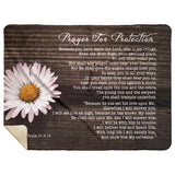 Bible Verses Premium Mink Sherpa Blanket - Prayer for Protection ~Psalm 91:9-16~ (Design: Flower Wood 1)