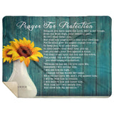 Bible Verses Premium Mink Sherpa Blanket - Prayer for Protection ~Psalm 91:9-16~ (Design: Flower Wood 3)