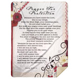 Bible Verses Premium Mink Sherpa Blanket - Prayer for Protection ~Psalm 91:9-16~ (Design: Flower Frame 1)