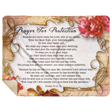 Bible Verses Premium Mink Sherpa Blanket - Prayer for Protection ~Psalm 91:9-16~ (Design: Flower Frame 2)