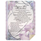 Bible Verses Premium Mink Sherpa Blanket - Prayer for Protection ~Psalm 91:9-16~ (Design: Flower Frame 3)