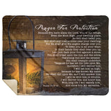 Bible Verses Premium Mink Sherpa Blanket - Prayer for Protection ~Psalm 91:9-16~ (Design: Lamp 1)