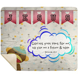 Hope Inspiring Kids Snuggly Blanket - God Has Great Plans For Me ~Jeremiah 29:11~ (Design: Monkey)