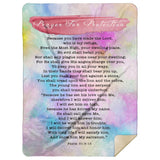 Bible Verses Premium Mink Sherpa Blanket - Prayer for Protection ~Psalm 91:9-16~ (Design: Watercolour 1)