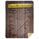 Bible Verses Premium Mink Sherpa Blanket - Prayer for Protection ~Psalm 91:9-16~ (Design: Wood 1)