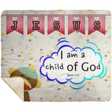 Hope Inspiring Kids Snuggly Blanket - I Am A Child Of God ~John 1:12~ (Design: Monkey)