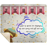 Hope Inspiring Kids Snuggly Blanket - God Is With Me Always ~Matthew 28:20~ (Design: Monkey)