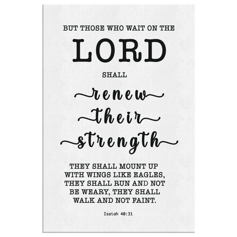 Minimalist Typography Framed Canvas - The Lord Renew My Strength ~Isaiah 40:31~