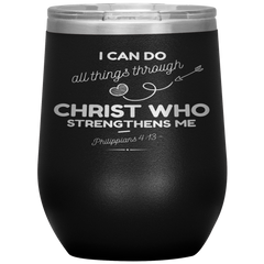 Bible Verses Stainless Steel Vacuum Insulated Wine Tumbler - Philippians 4:13 Design 18
