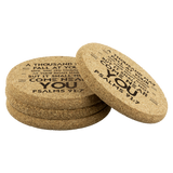 Bible Verses Durable Thick Cork Coasters - Psalm 91:7 (Design 8)