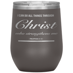 Bible Verses Stainless Steel Vacuum Insulated Wine Tumbler - Philippians 4:13 Design 2