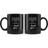 Typography Dishwasher Safe Black Mugs - Surely I Will Heal You ~2 Kings 20:5~