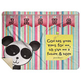Hope Inspiring Kids Snuggly Blanket - God Has Great Plans For Me ~Jeremiah 29:11~ (Design: Panda 1)