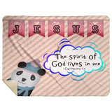 Hope Inspiring Kids Snuggly Blanket - Spirit Of God Lives In Me ~1 Corinthians 3:16~ (Design: Panda 2)