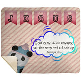 Hope Inspiring Kids Snuggly Blanket - God Is With Me Always ~Matthew 28:20~ (Design: Panda 2)