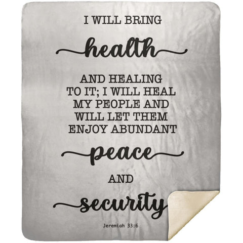Typography Premium Sherpa Mink Blanket - I Will Bring Health & Healing ~Jeremiah 33:6~
