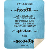 Typography Premium Sherpa Mink Blanket - I Will Bring Health & Healing ~Jeremiah 33:6~