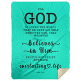 Typography Premium Sherpa Mink Blanket - Believe In Him For Everlasting Life ~John 3:16~