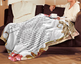 Bible Verses Premium Mink Sherpa Blanket - Prayer for Protection ~Psalm 91:1-8~ (Design: Flower Frame 2)