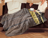 Bible Verses Premium Mink Sherpa Blanket - Prayer for Protection ~Psalm 91:9-16~ (Design: Wood 1)