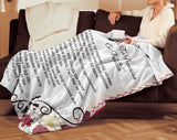 Bible Verses Premium Mink Sherpa Blanket - Prayer for Provision & Protection ~Psalm 23:1-6~ (Design: Flower Frame 1)