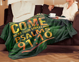 Bible Verses Premium Mink Sherpa Blanket - No Evil Shall Befall You ~Psalm 91:10~ Design 2