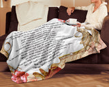 Bible Verses Premium Mink Sherpa Blanket - Prayer for Salvation ~Jonah 2:2-9~ (Design: Flower Frame 2)