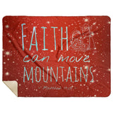 Bible Verses Premium Mink Sherpa Blanket - Faith Move Mountains ~Matthew 17:20~ Design 3