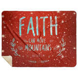 Bible Verses Premium Mink Sherpa Blanket - Faith Move Mountains ~Matthew 17:20~ Design 9